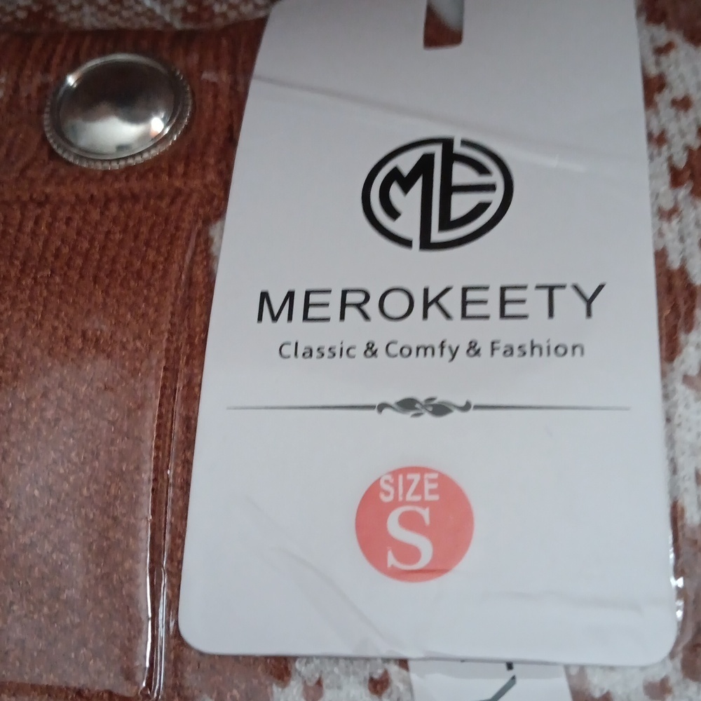 MEROKEETY Women's Lightweight Oversized Checkered Cardigan NWT SIZE S - Picture 6 of 9
